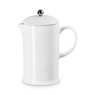 Le Creuset -1.1qt Stoneware French Press w/ Stainless Steel Knob, White